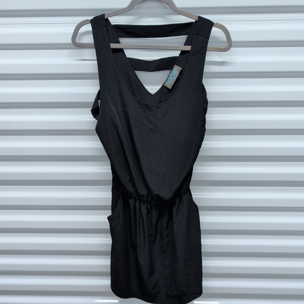 Tinley Road Dress Small Womens Black Mini Strappy Back Sleeveless V-Neck Pockets — photo 2